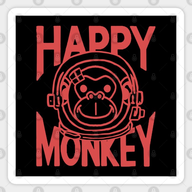 A Space Monkey Is A Happy Monkey Retro Red Magnet by ebayson74@gmail.com